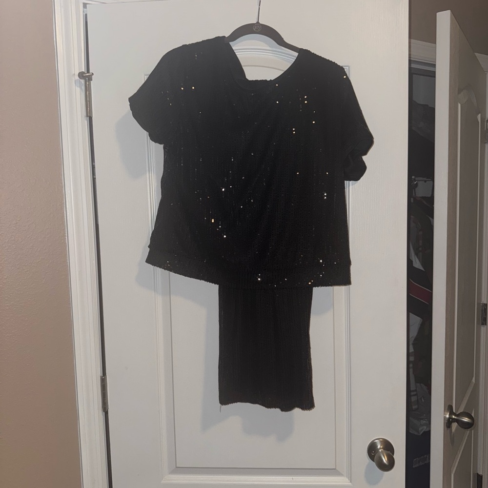 Black Sequin Top and Pant Set